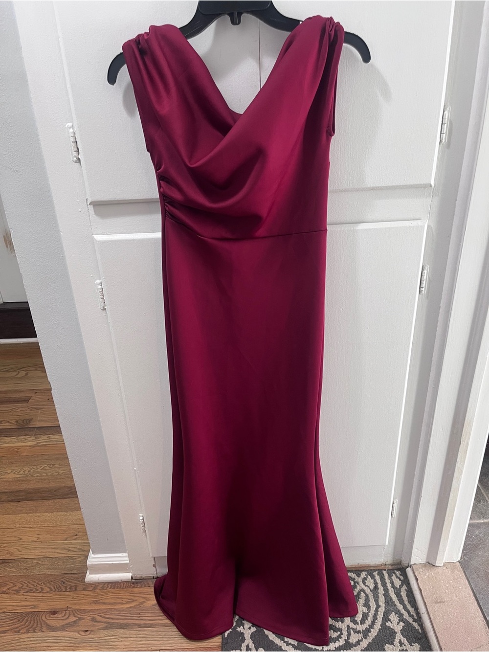 Elegant Cowl Neck Burgundy Evening Dress